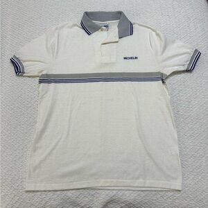 Velva Sheen Michelin Polo Shirt Vintage 80s Surf Skate Shirt Stripe Adult L